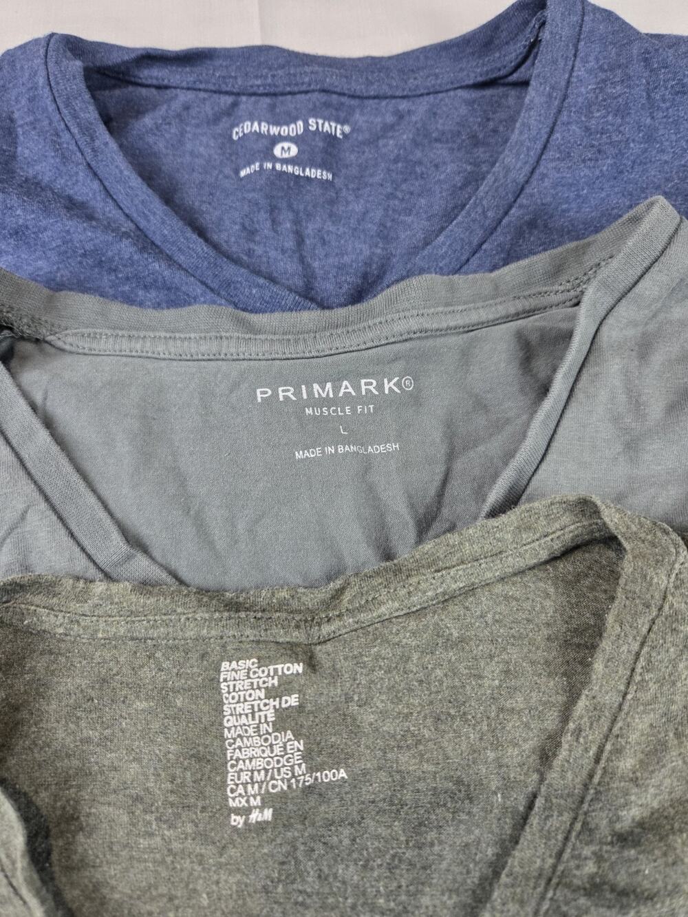 Lot Of 3 - Fresh Mens V Neck T Shirts-Charcoal/Blue- Sizes Two Medium- One Large